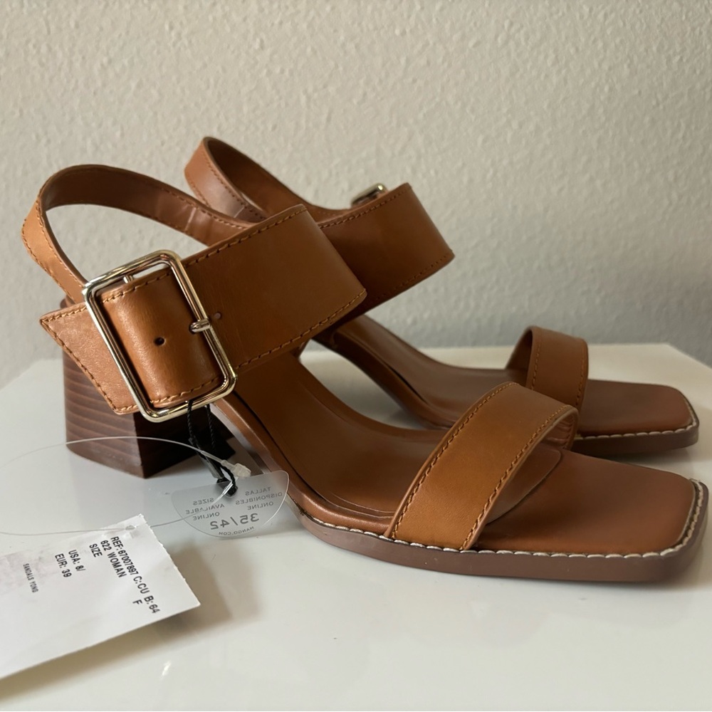 Mango cognac leather sandals